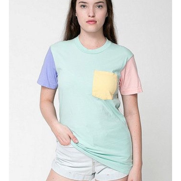 American Apparel Tops - American Apparel color block t-shirt pastel top